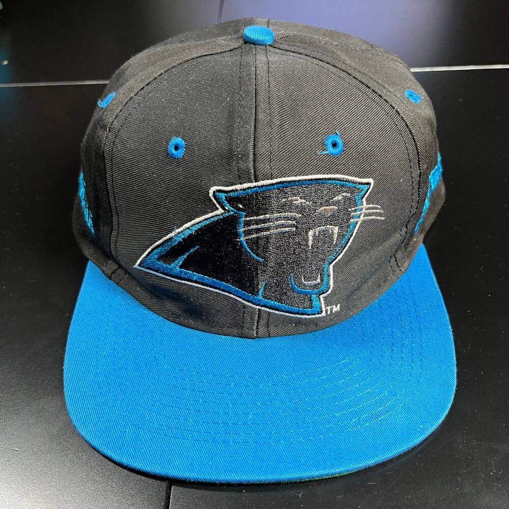 Rare VTG COMPETITOR Carolina Panthers NFL Football Snapback Hat Cap 90s Black